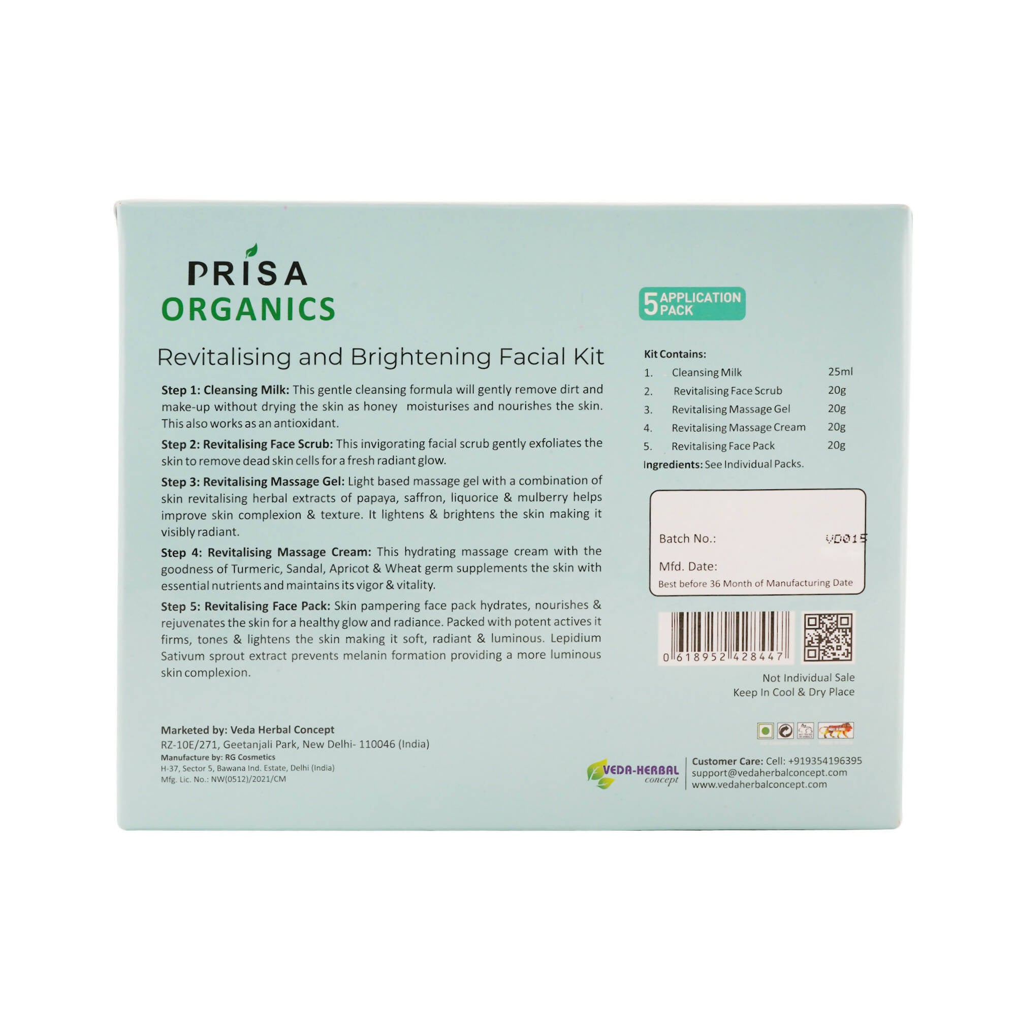 Prisa Organics Whitening Facial Kit - Distacart