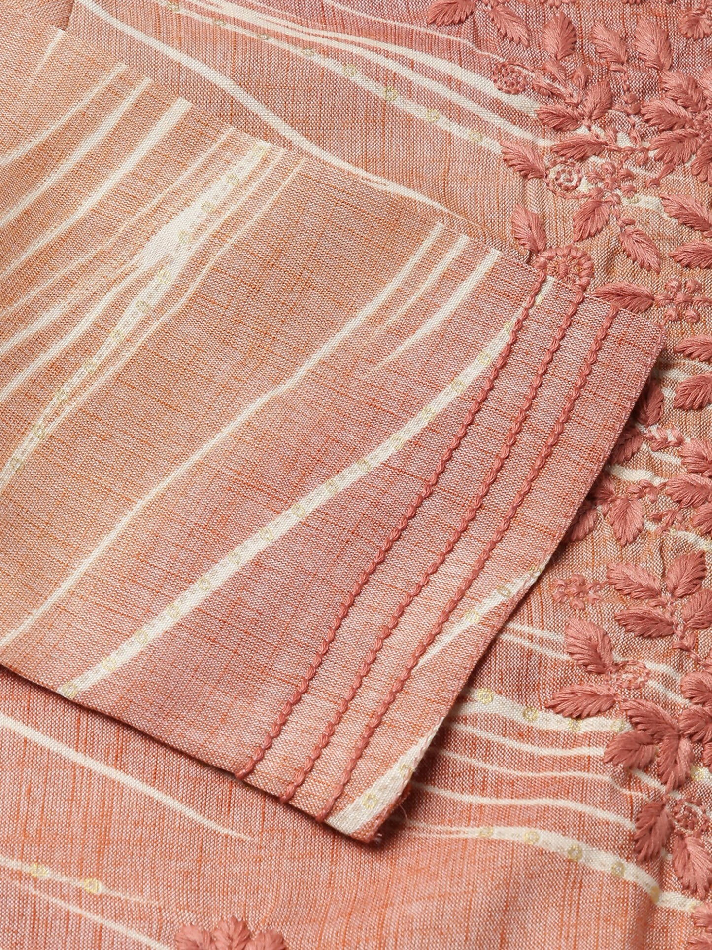 Peach Poly Rayon Stripe Printed Straight Fit Kurta - Prasuti - Distacart
