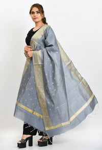Thumbnail for Mominos Fashion Moeza Women's Banarsi Silk Woven Design Grey Dupatta - Distacart