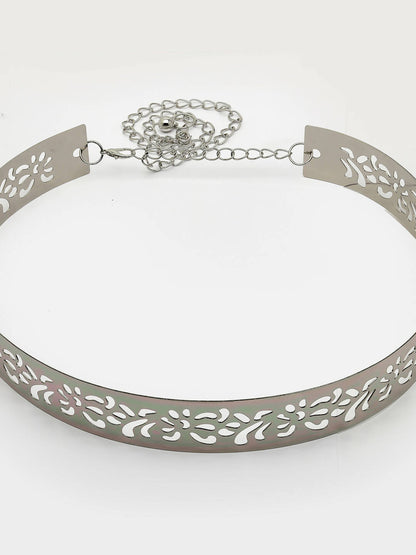 NVR Women Circular Silver Plated Adjustable Broad Belt - Distacart