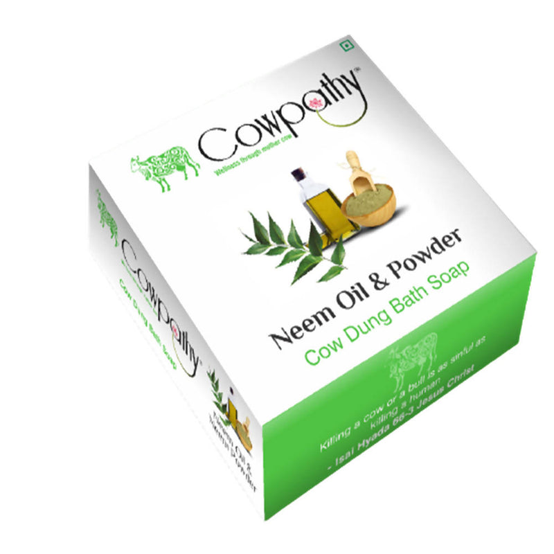 Cowpathy Neem Oil &amp; Powder Cow Dung Bath Soap (75Gm) - Distacart