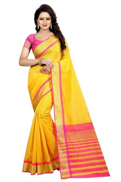 Vamika Yellow Cotton Silk Weaving Saree (MASTANI WAEVING SAREE) - Distacart