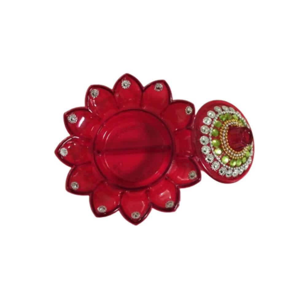 Flower Shape Design Red Color Kumkum Box - Distacart