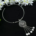 Thumbnail for Mominos Fashion Johar Kamal Oxidised Silver-Plated Hasli Design Necklace Choker For Women - Distacart