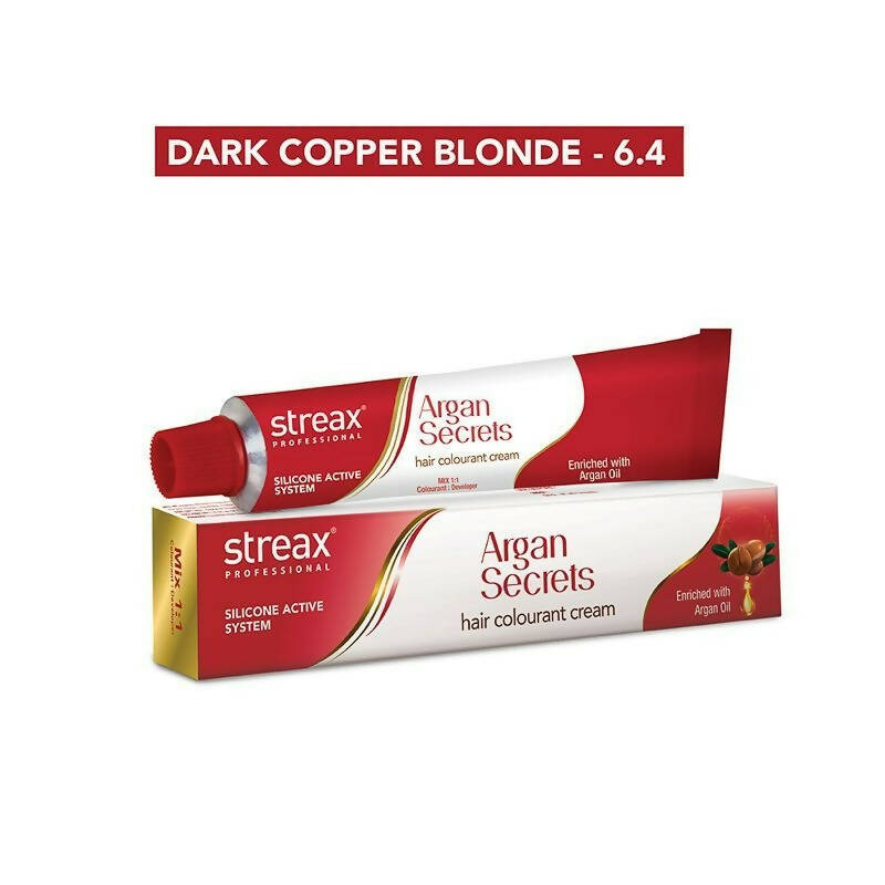 Streax Professional Argan Secrets Hair Colourant Cream - Dark Copper Blonde 6.4 - Distacart