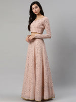 Thumbnail for Dusty Pink Georgette Sequence Work And Glistening Embellishments Lehenga Choli with Dupatta - Jivika - Distacart