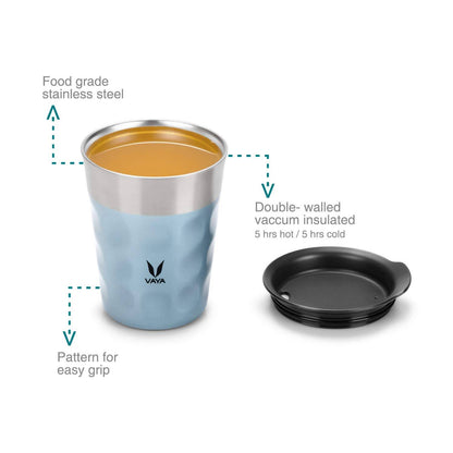 Vaya Popcup Insulated Coffee Mug Tumbler With Lid - 250 ml (Blue) - Distacart