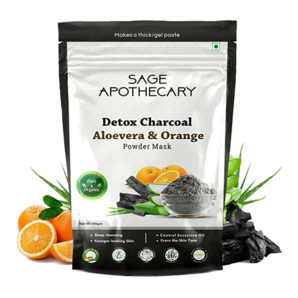 Sage Apothecary Detox Charcoal Aloevera & Orange Face Powder Face Mask
