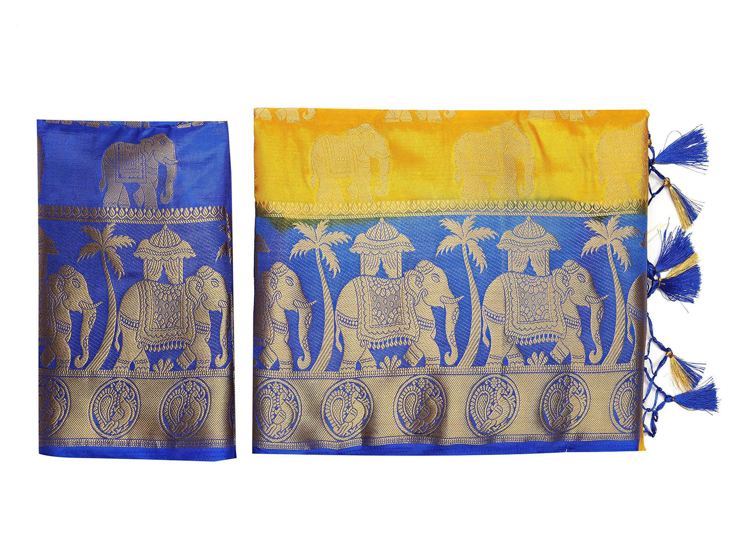 Mimosa Women's Gold Kanjivaram Art Silk Saree - Distacart
