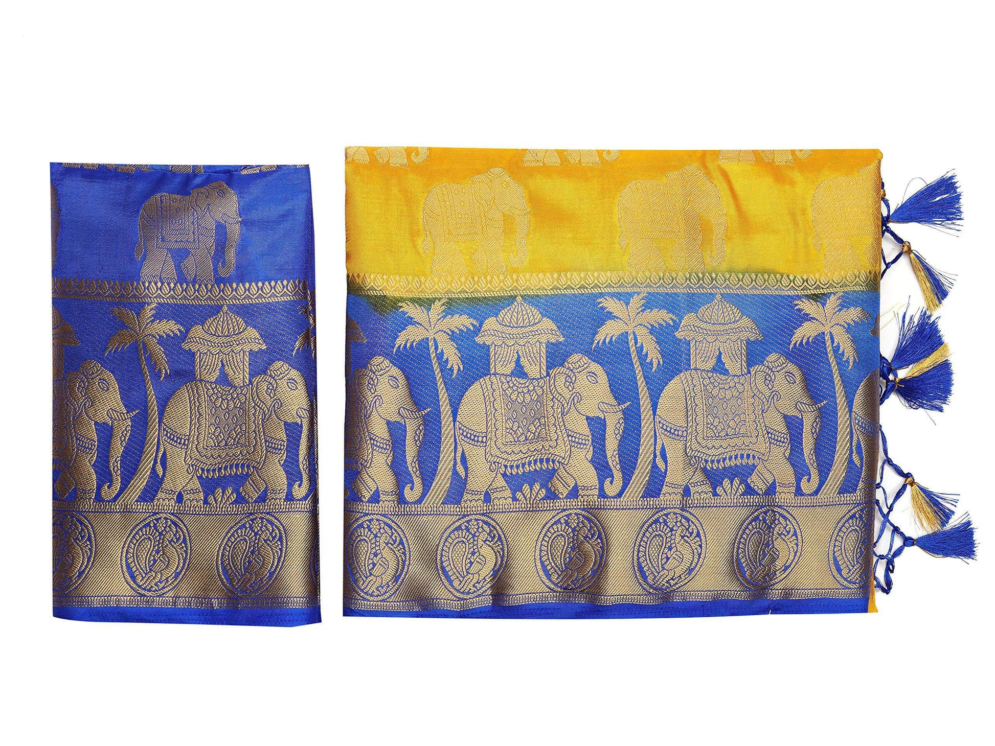 Mimosa Women's Gold Kanjivaram Art Silk Saree - Distacart