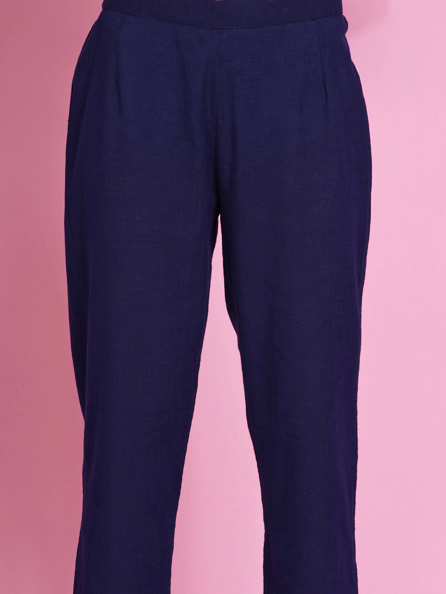 Women Republic Navy Blue Cotton Embroidered Kurta With Pants - Distacart