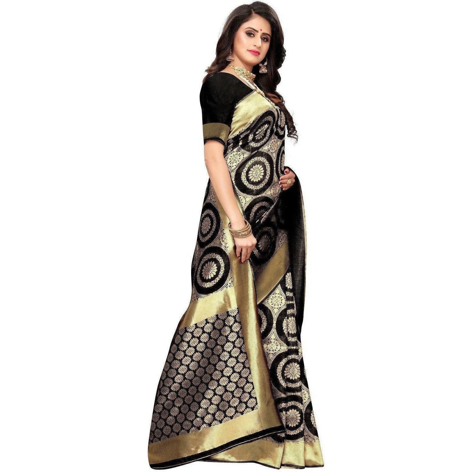 Vamika Banarasi Jaquard Black Weaving Saree (Banarasi 26)