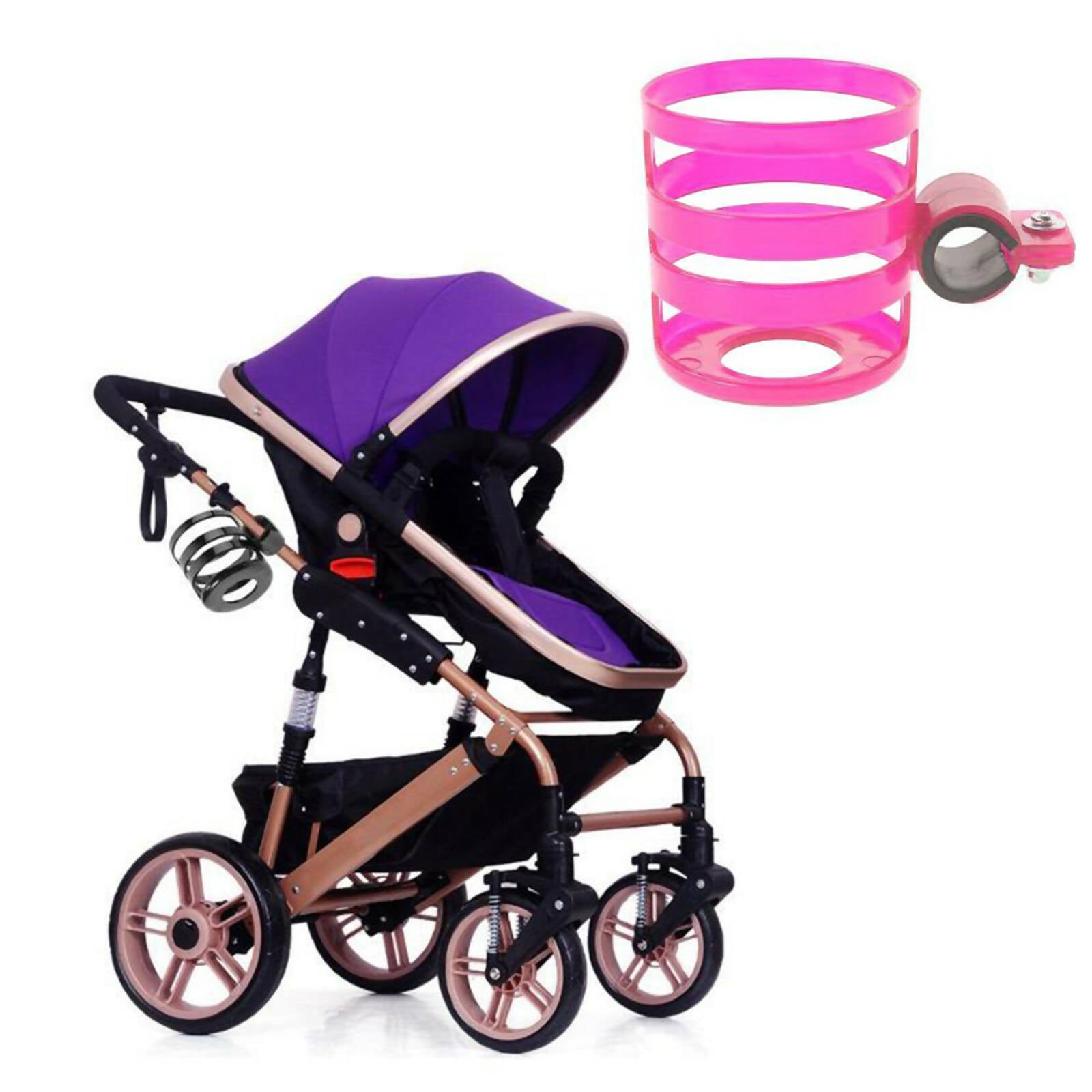 Safe-O-Kid Universal Stroller & Pram cup or Mug holder for kids- Pink - Distacart