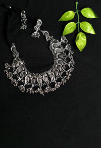 Thumbnail for Tehzeeb Creations Oxidised Necklace And Earrings With Fish Design