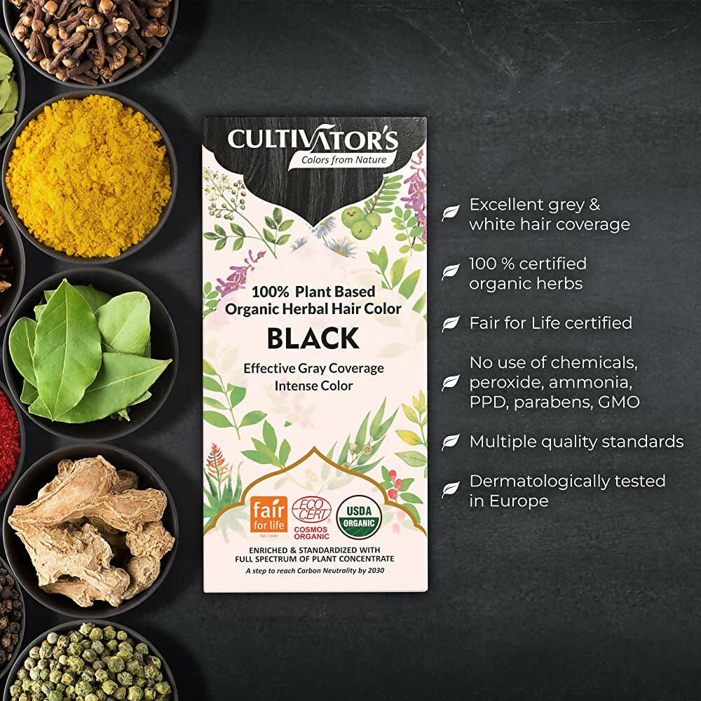 Cultivator's Organic Herbal Hair Color - Black - Distacart
