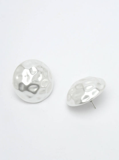 NVR Women's White Color Moon Stud Earrings - Distacart