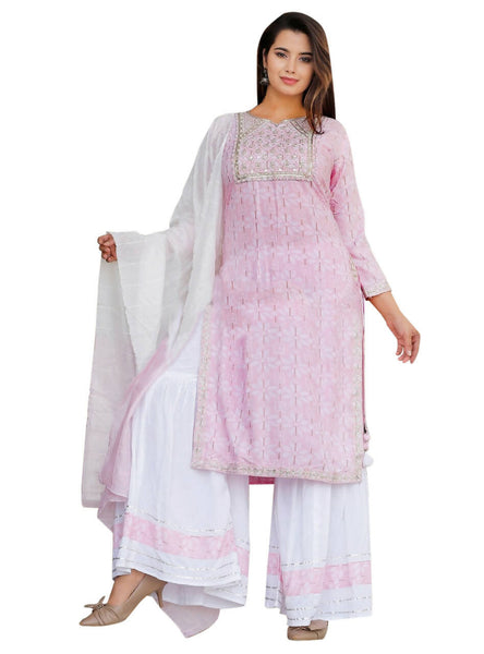 Vamika Embroidery Beautiful Rayon Pink Party Wear/Casual Wear Kurta Set/Suit - Distacart