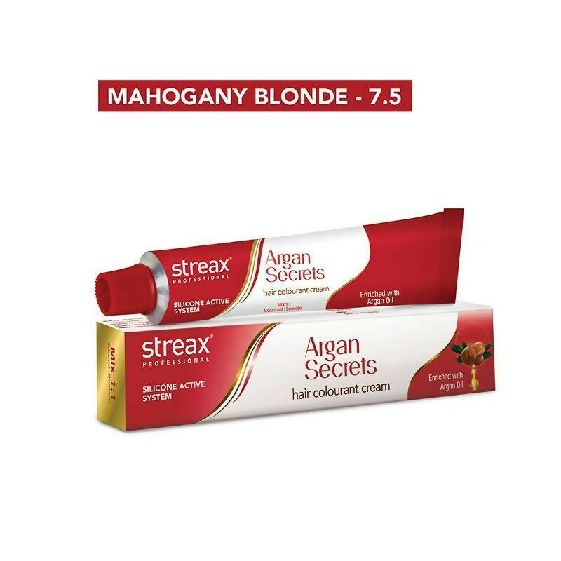 Streax Professional Argan Secrets Hair Colourant Cream - Mahogany Blonde 7.5 - Distacart