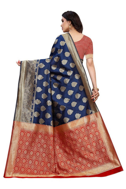 Vamika Banarasi Jacquard Weaving Blue Saree (Dangal Blue)
