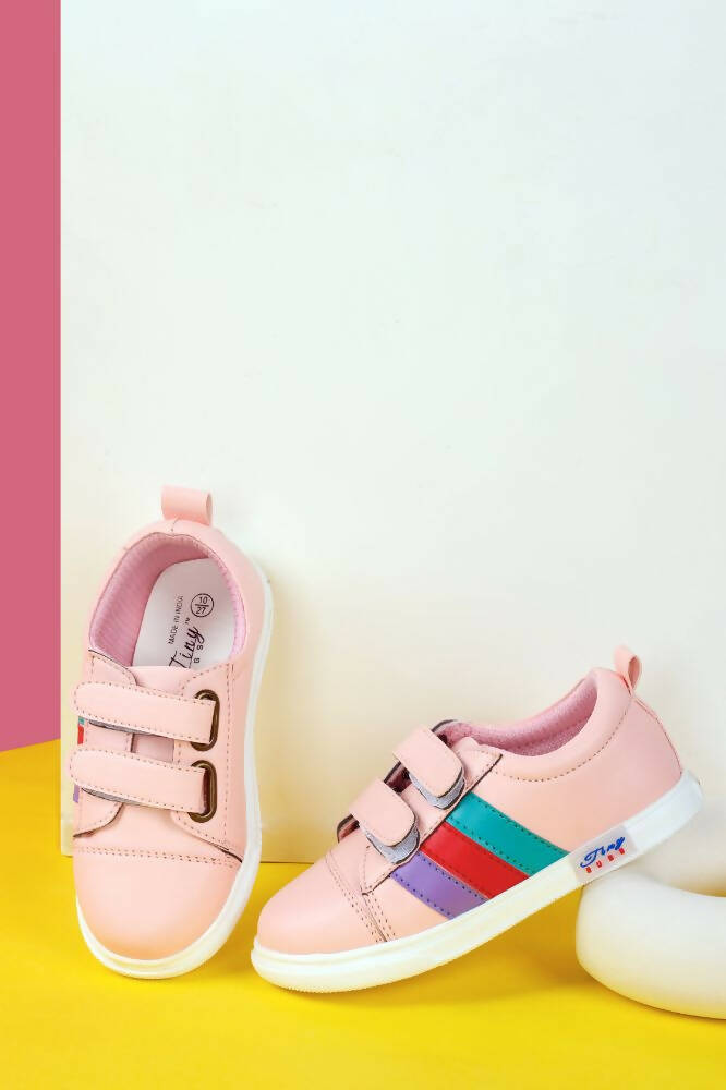 Tiny Bugs For Boys & Girls Double Velcro Sneakers - Pink - Distacart