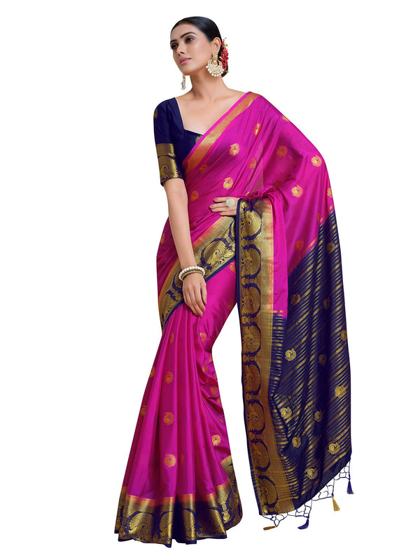 Mimosa Women's Pink Mysore Silk Crepe Saree - Distacart