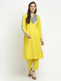 Thumbnail for Rudra Bazaar Yellow Yoke Kurta with Pyjamas - Distacart