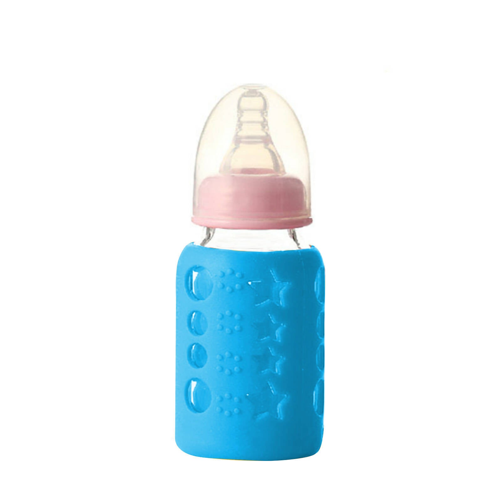 Safe-O-Kid Silicone Baby Feeding Bottle Cover Cum Sleeve for Insulated Protection 120mL- Blue - Distacart