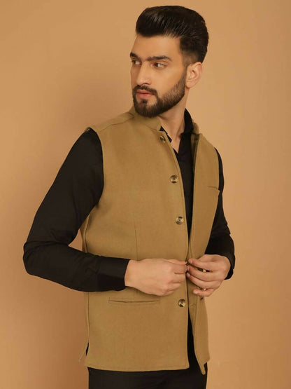 Even Apparels Pure Wool Nehru Jacket - Beige - Distacart