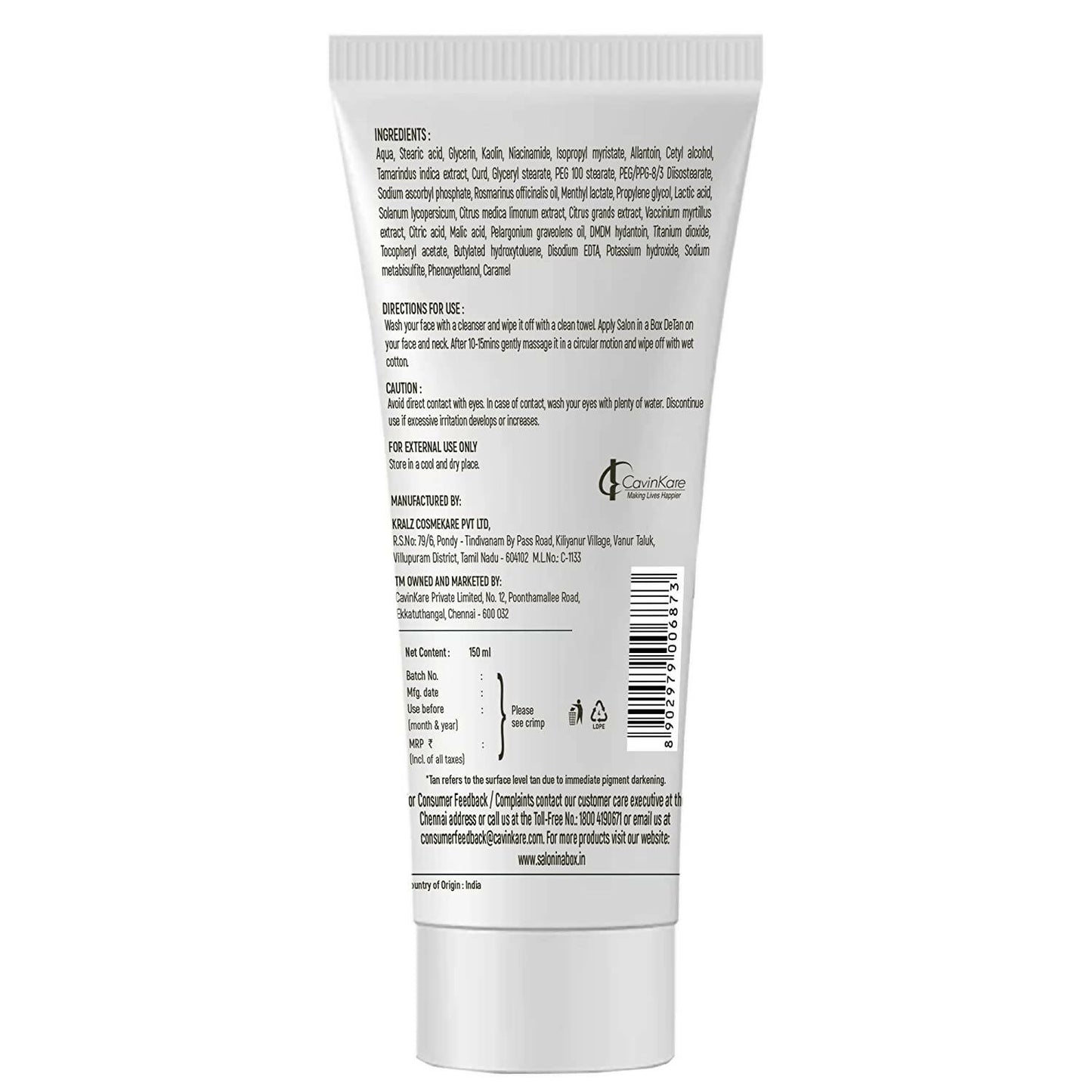 Salon in a Box De-Tan with Tamarind and Curd Face Pack - Distacart