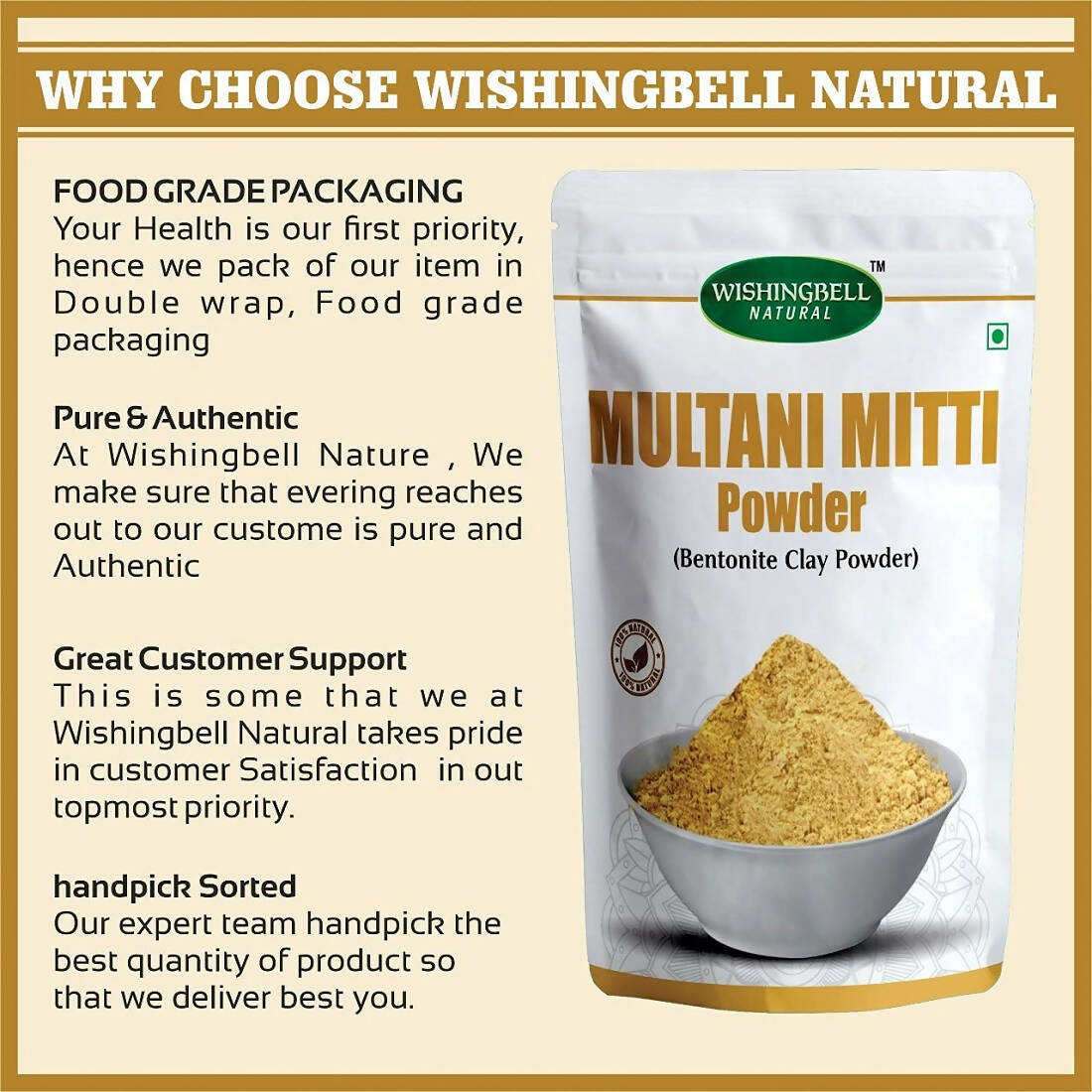 Wishingbell Natural Multani Mitti Powder - Distacart