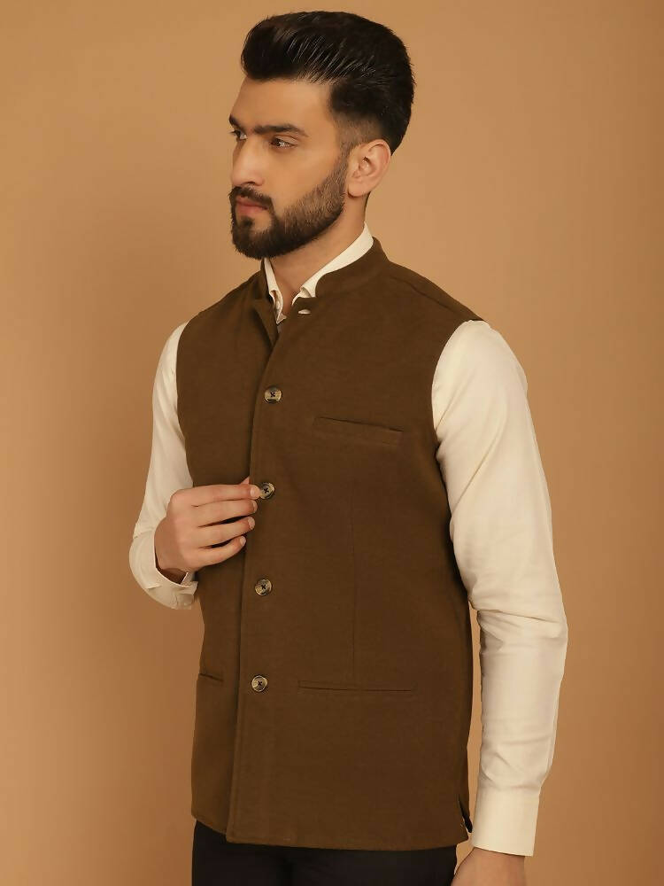 Even Apparels Pure Wool Nehru Jacket - Green - Distacart