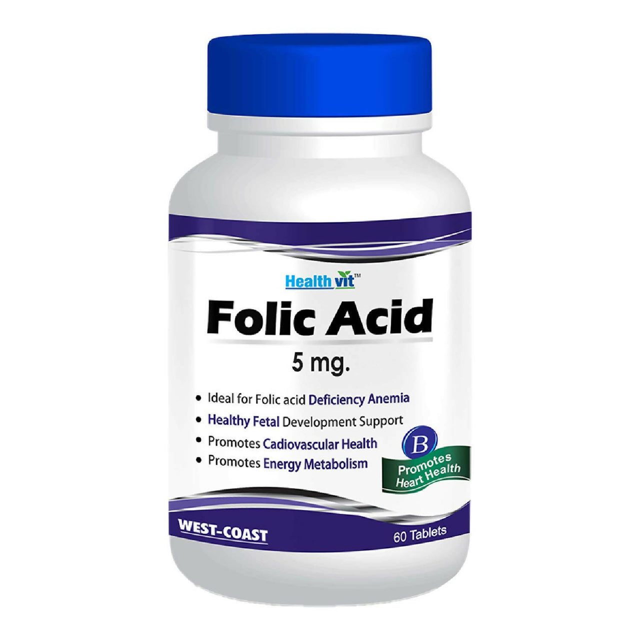 Healthvit Folic Acid 5mg Tablets for Folic acid - Distacart