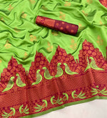 Thumbnail for DEIANA'S Beautiful Golden Jari with New Design Soft Lichi Silk Saree - Pista - Distacart