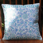 Thumbnail for The Decor Nook Peony Floral Print Cushion Cover in Soothing Blue And Green Colour