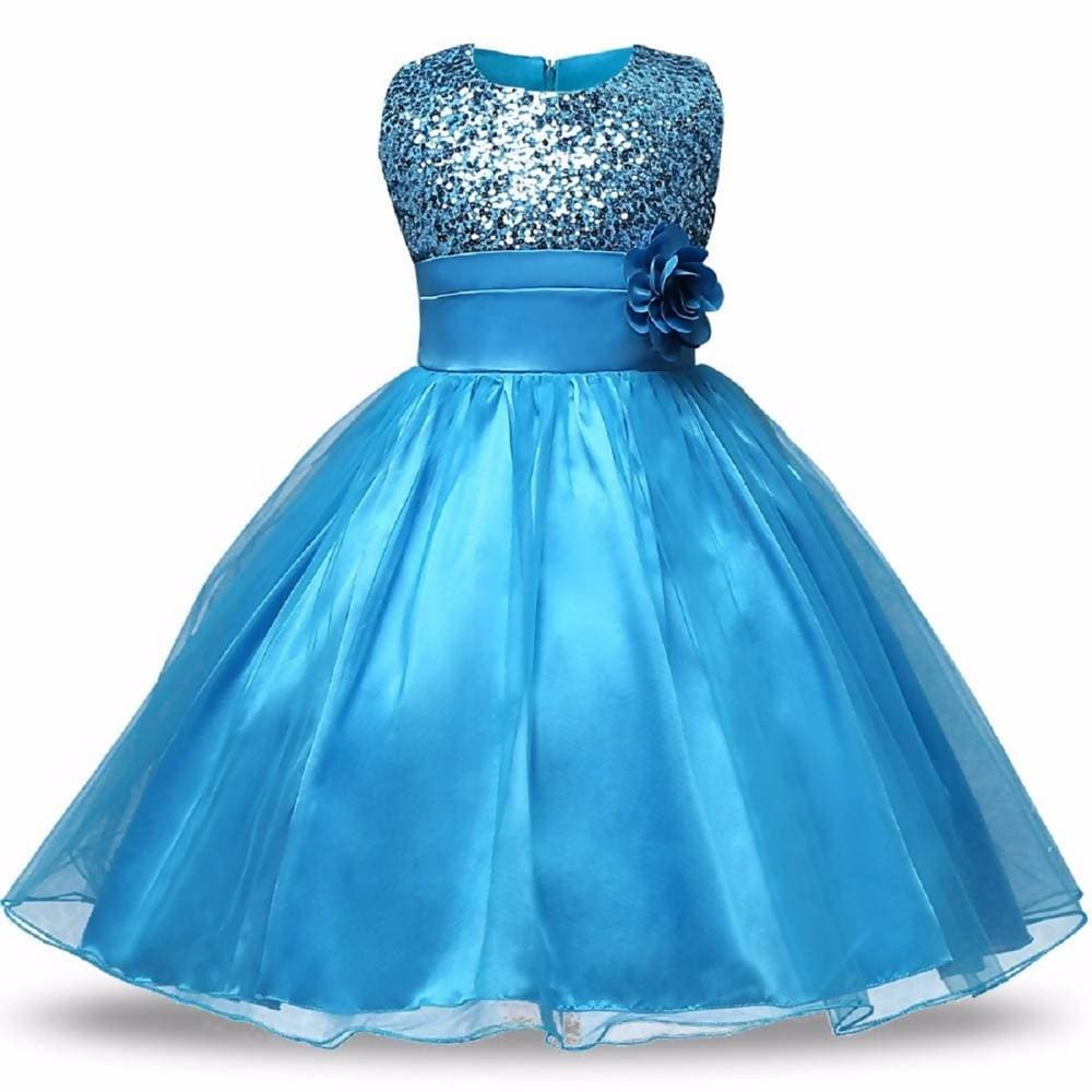 Asmaani Baby Girl's Blue Color Satin A-Line Maxi Full Length Dress (AS-DRESS_22038) - Distacart