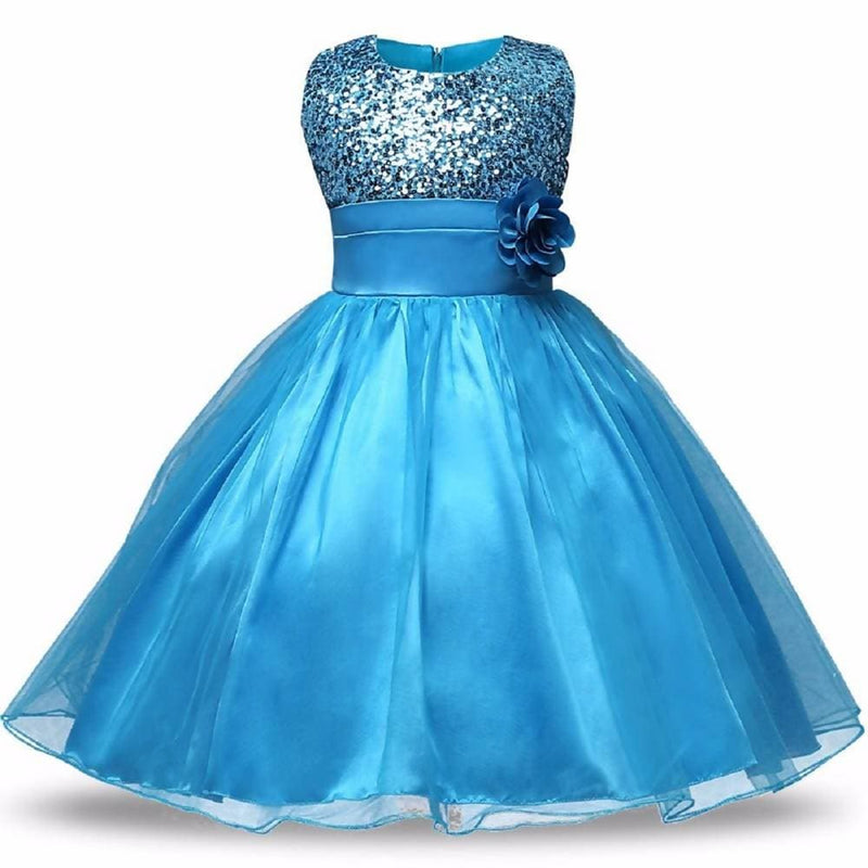 Asmaani Baby Girl&#39;s Blue Color Satin A-Line Maxi Full Length Dress (AS-DRESS_22038) - Distacart