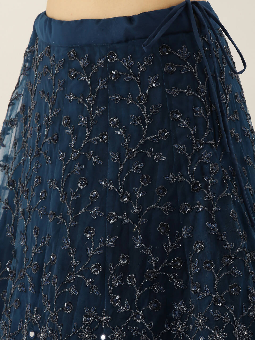House of Panchhi Navy Blue Net Semi Stitched Coding, Sequins and Mirror work Lehenga Choli - Distacart