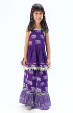 Thumbnail for Lil Drama Trunk Tales Girls Purple Kurta With Sharara Set - Distacart