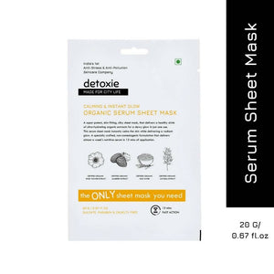 Detoxie Calming & Instant Glow Organic Serum Sheet Mask - Distacart