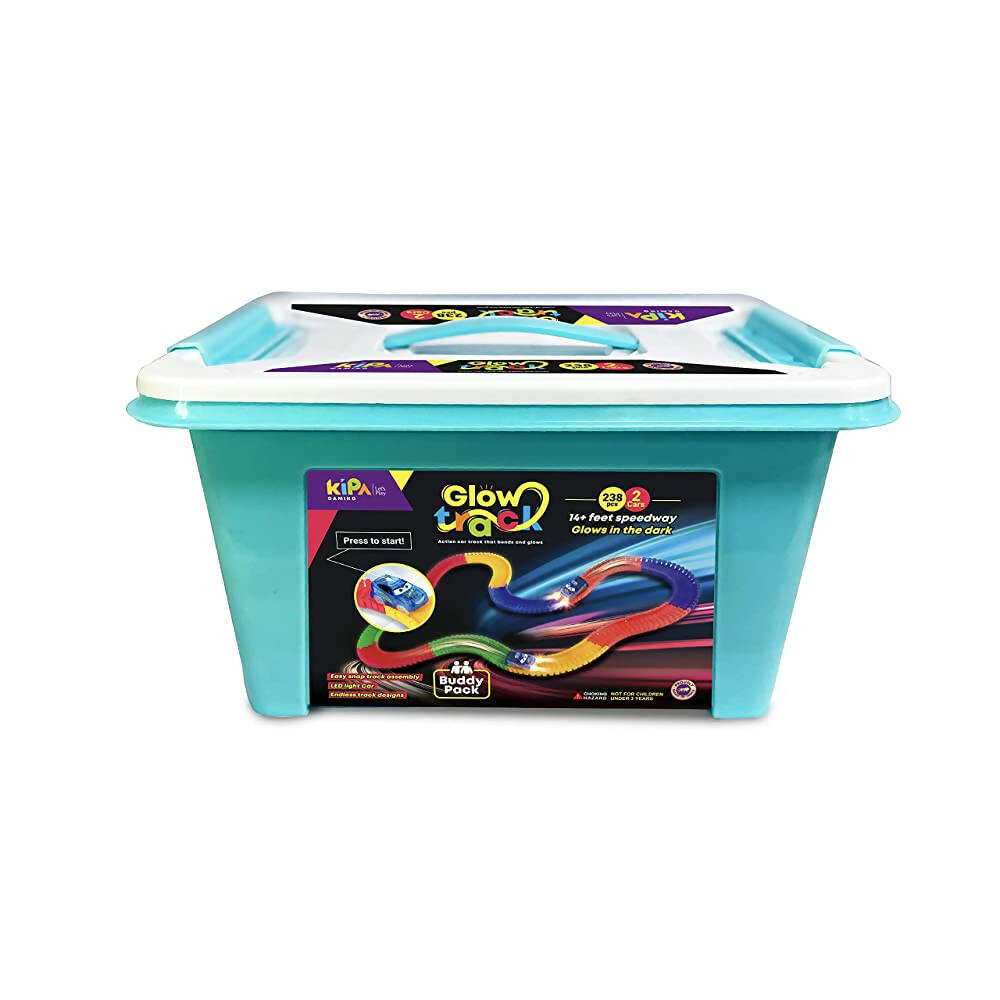Kipa 2 Magic Race car with 238 Bend Flex and Glow Tracks, Plastic Magic 14 Feet Long Flexible Tracks Car Play Set for Kids (Multi Color) - Distacart