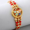 Flower Design Kundan Rakhi and Cadbury Silk Chocolates - Distacart
