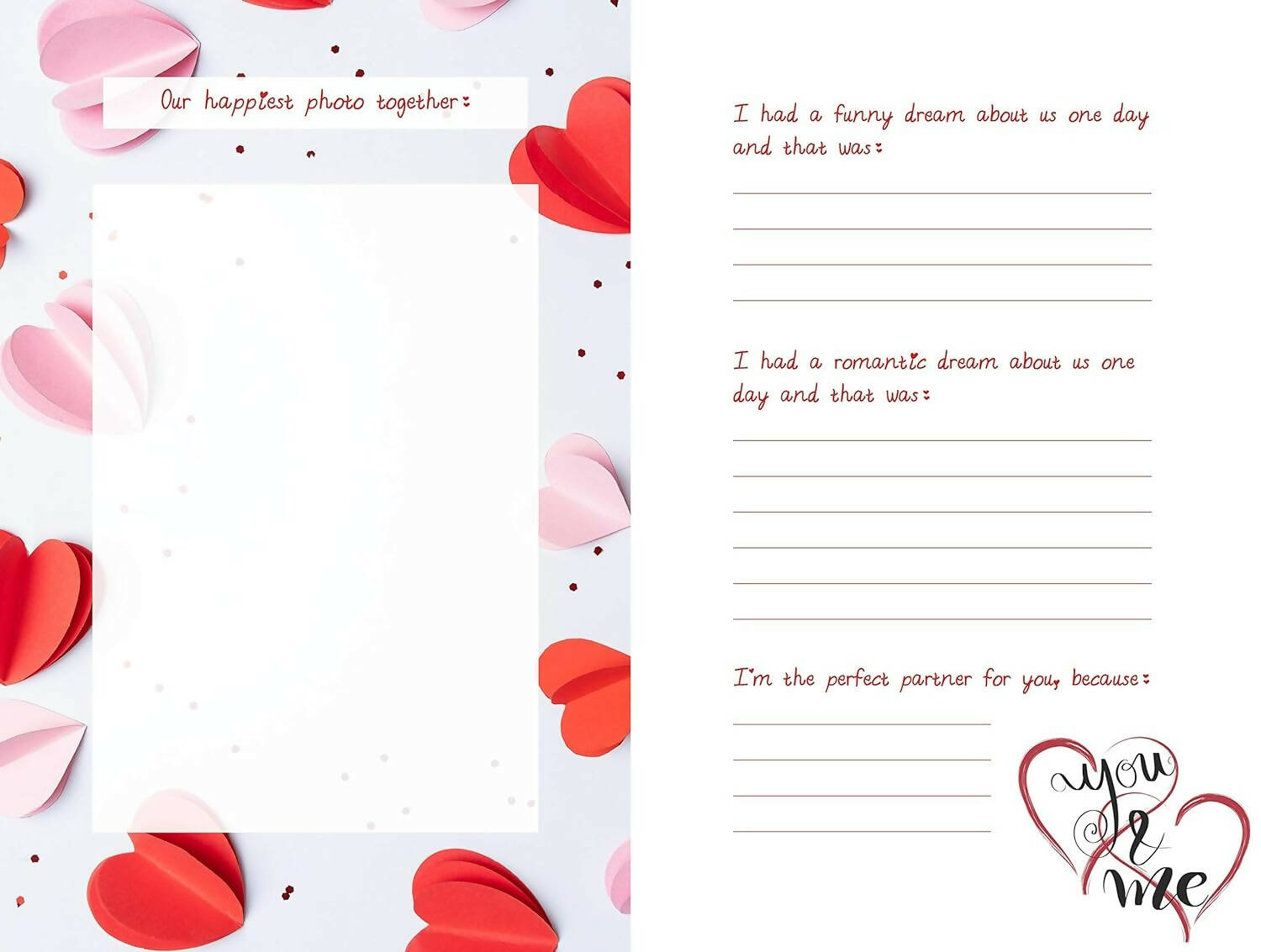 Pages Of Love What I Love About You And Our Memories: A Fill-In-The-Blank Gift - Distacart