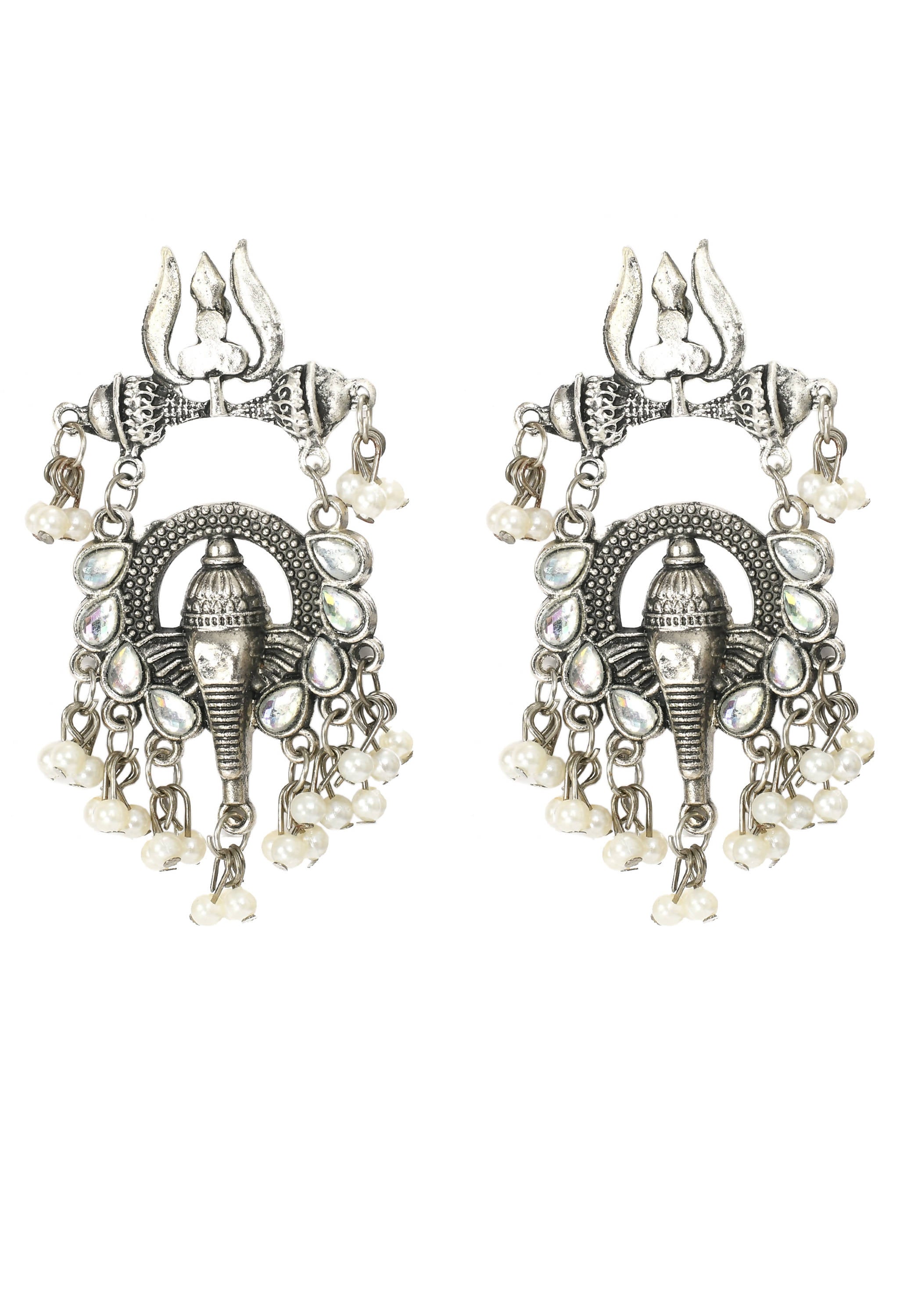 Mominos Fashion Johar Kamal Ganesh Design Silver Color Earrings - Distacart