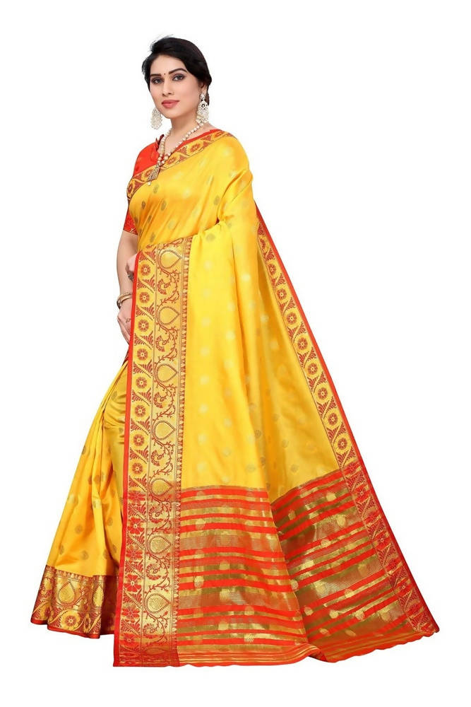 Vamika Cotton Rich Silk With Jacquard Weaving Yellow Saree