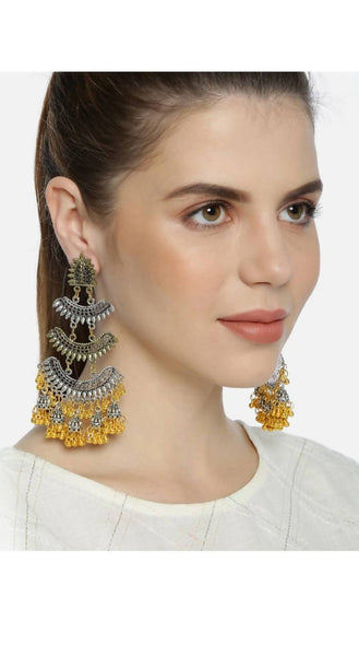 Mominos Fashion Beautiful Silver & Gold Earrings with Jhumkas Design - Distacart