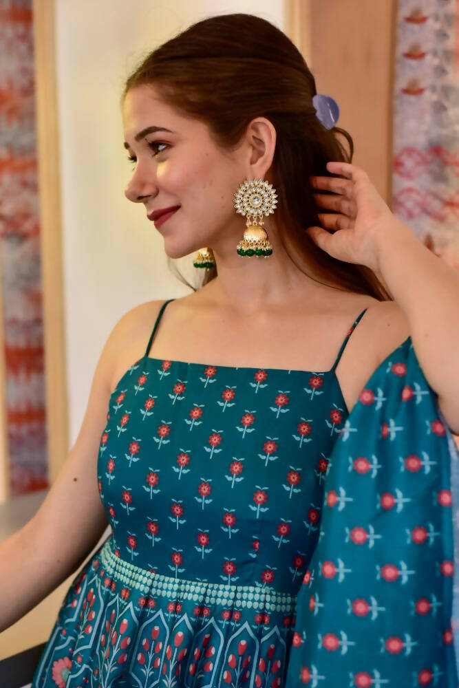 Partywear Designer Light Steel Blue Pure Maslin Gown - Anbazaar - Distacart