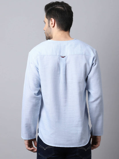 Even Apparels Blue Pure Cotton Round Neck Slit Kurta - Distacart