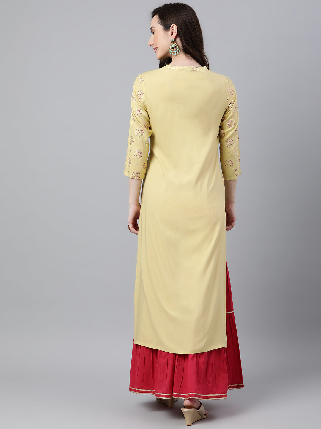 Janasya Women's Yellow Rayon Ethnic motifs Festive Straight Kurta - Distacart