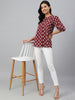 Janasya Women's Wine Cotton Ethnic Motifs A-line Top - Distacart