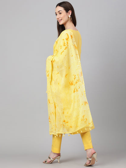 Janasya Women's Yellow Crepe Solid Straight Festival Kurta Set - Distacart